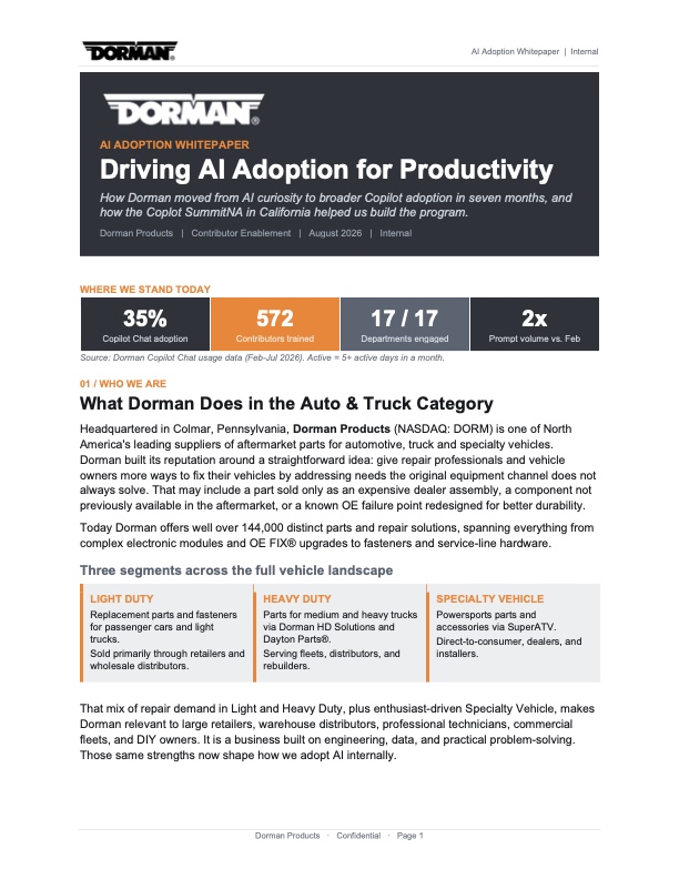 Dorman Products Copilot adoption whitepaper cover